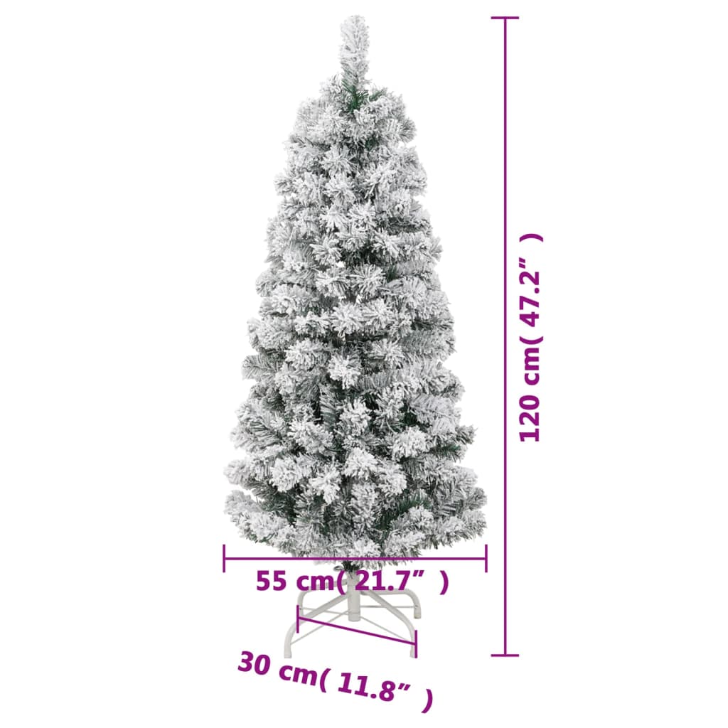 Artificial Hinged Christmas Tree 150 LEDs & Flocked Snow 120 cm