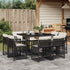 9 Piece Garden Dining Set with Cushions Black Poly Rattan