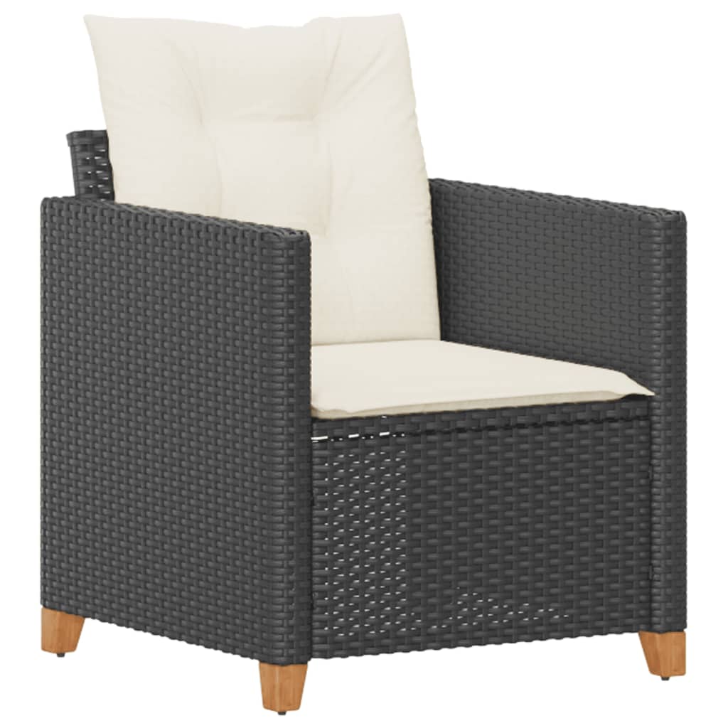 Garden Chair with Cushions Black Poly Rattan