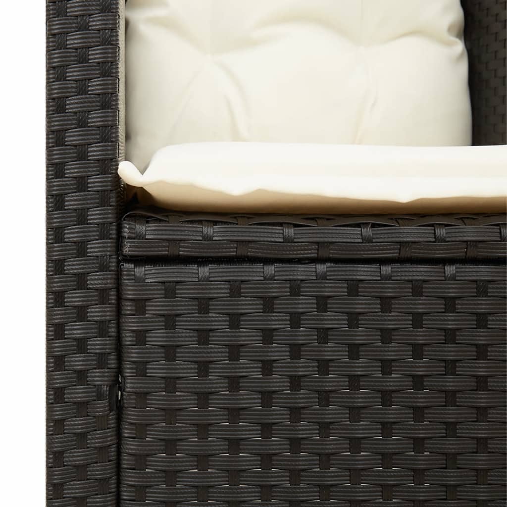 Garden Chair with Cushions Black Poly Rattan