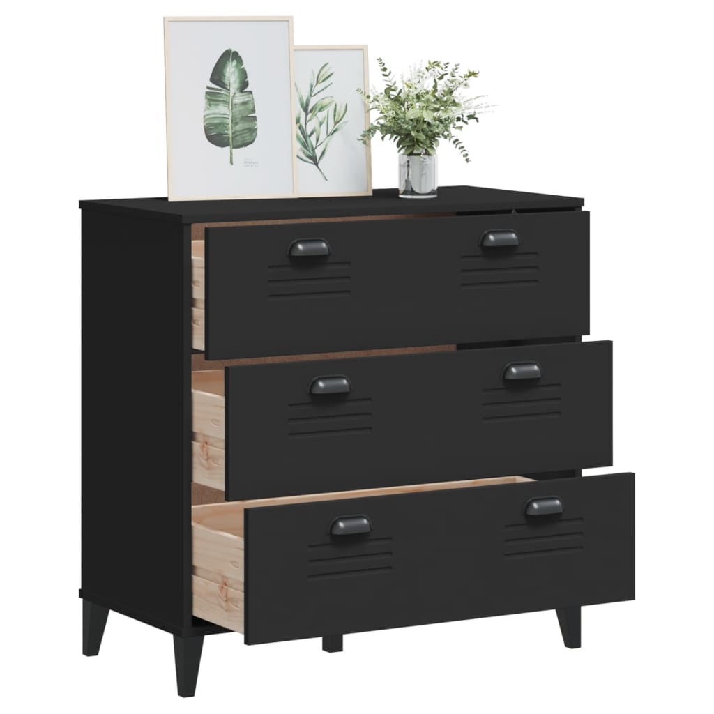 Drawer Cabinet VIKEN Black Engineered Wood