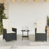 3 Piece Bistro Set with Cushions Black Poly Rattan