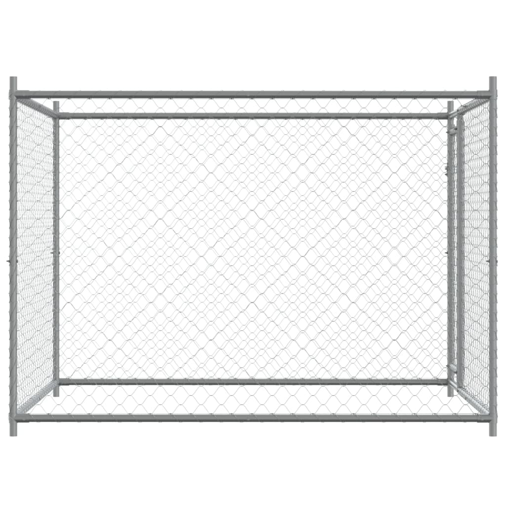 Dog Cage with Door Grey 2x2x1.5 m Galvanised Steel