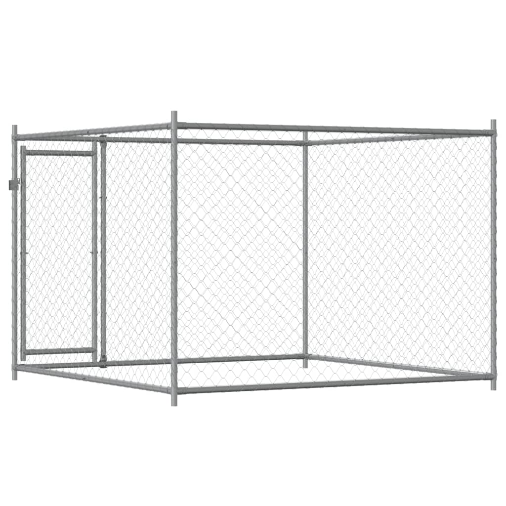 Dog Cage with Door Grey 2x2x1.5 m Galvanised Steel