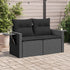 Garden Sofa with Cushions 2-Seater Black Poly Rattan