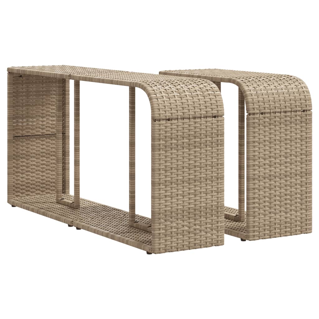 Storage Shelves 2 pcs Beige Poly Rattan