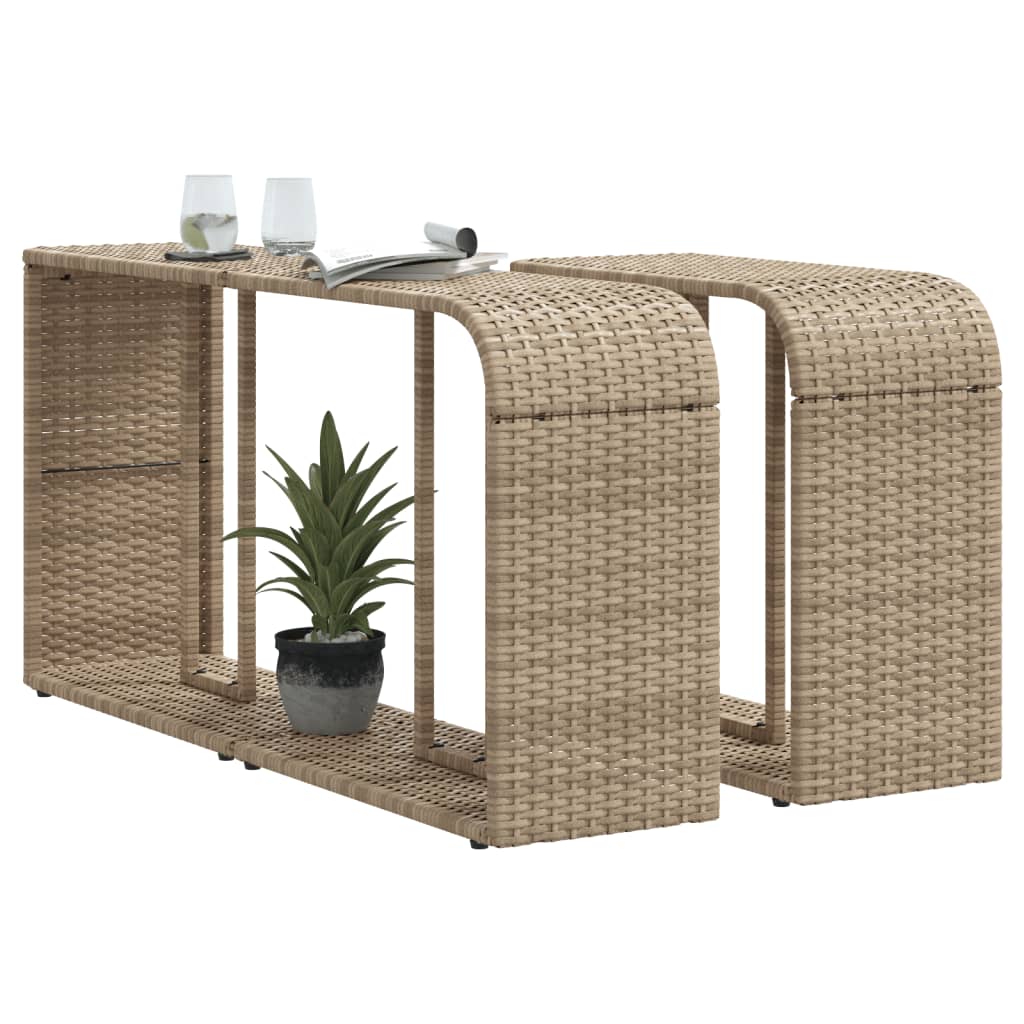 Storage Shelves 2 pcs Beige Poly Rattan