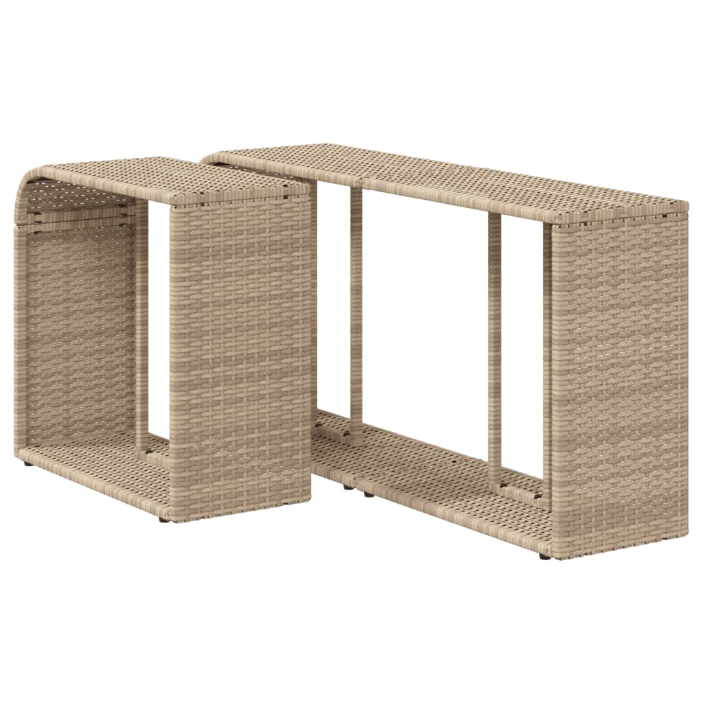 Storage Shelves 2 pcs Beige Poly Rattan