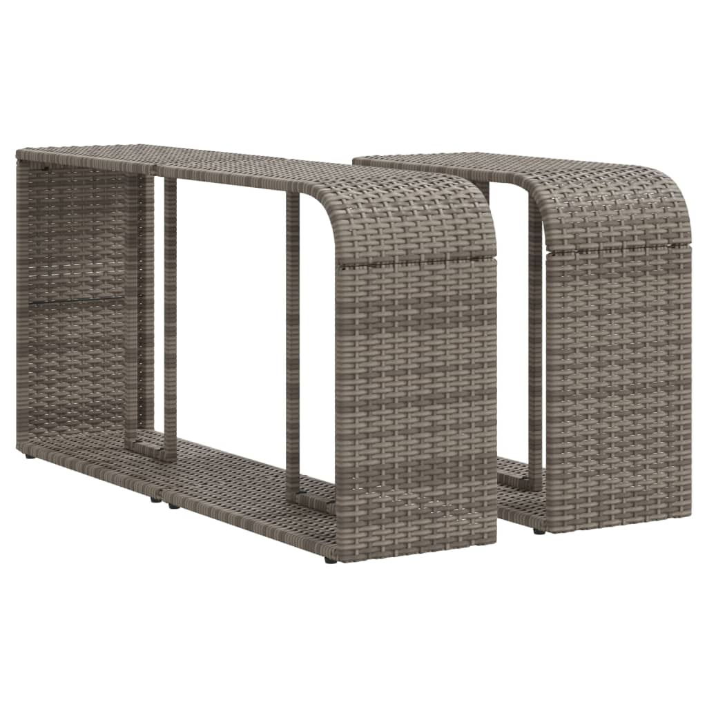 Storage Shelves 2 pcs Grey Poly Rattan