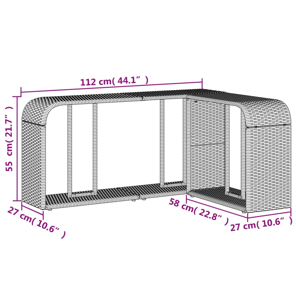 Storage Shelves 2 pcs Grey Poly Rattan