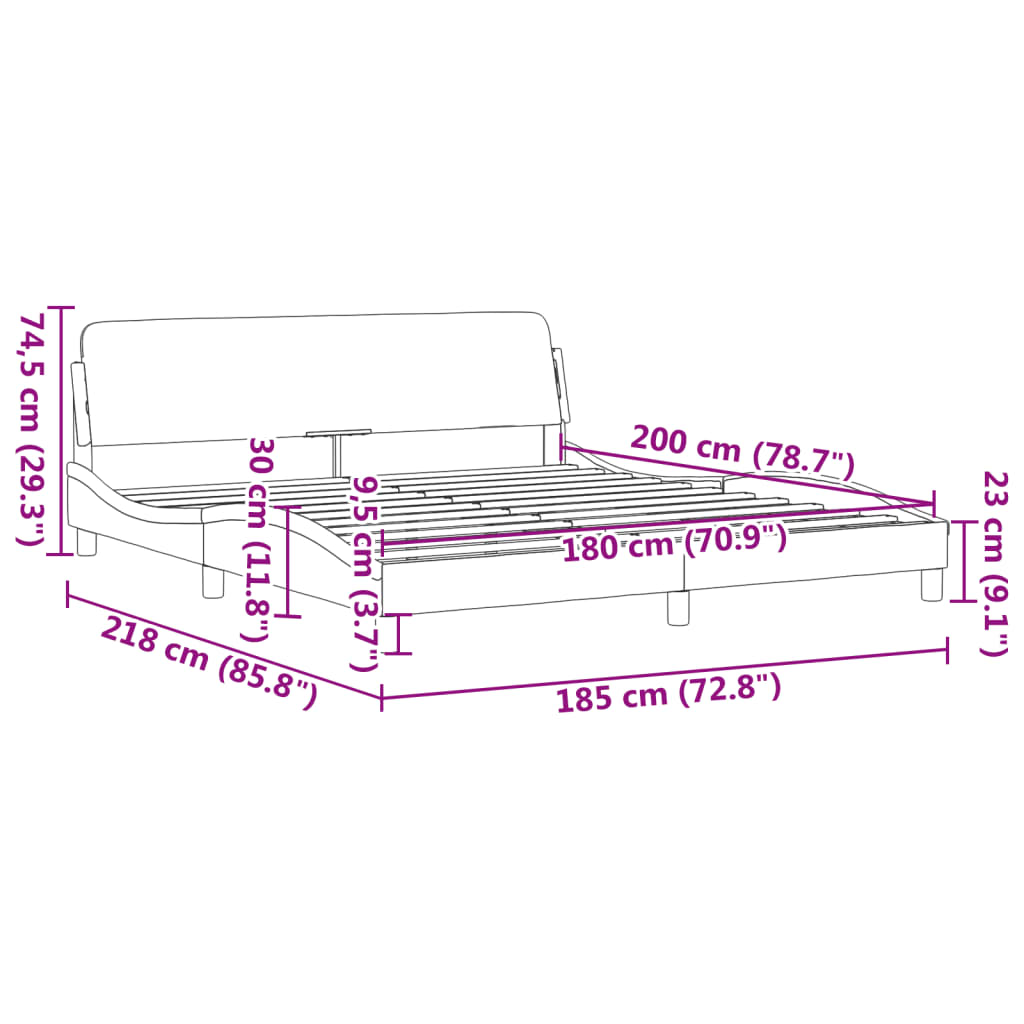 Bed Frame without Mattress Black 183x203 cm King Fabric