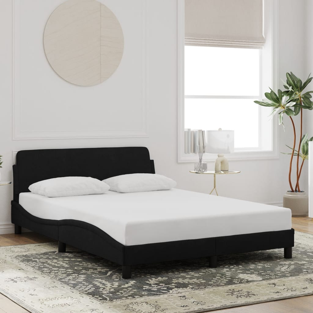 Bed Frame without Mattress Black 137x187 cm Double Velvet