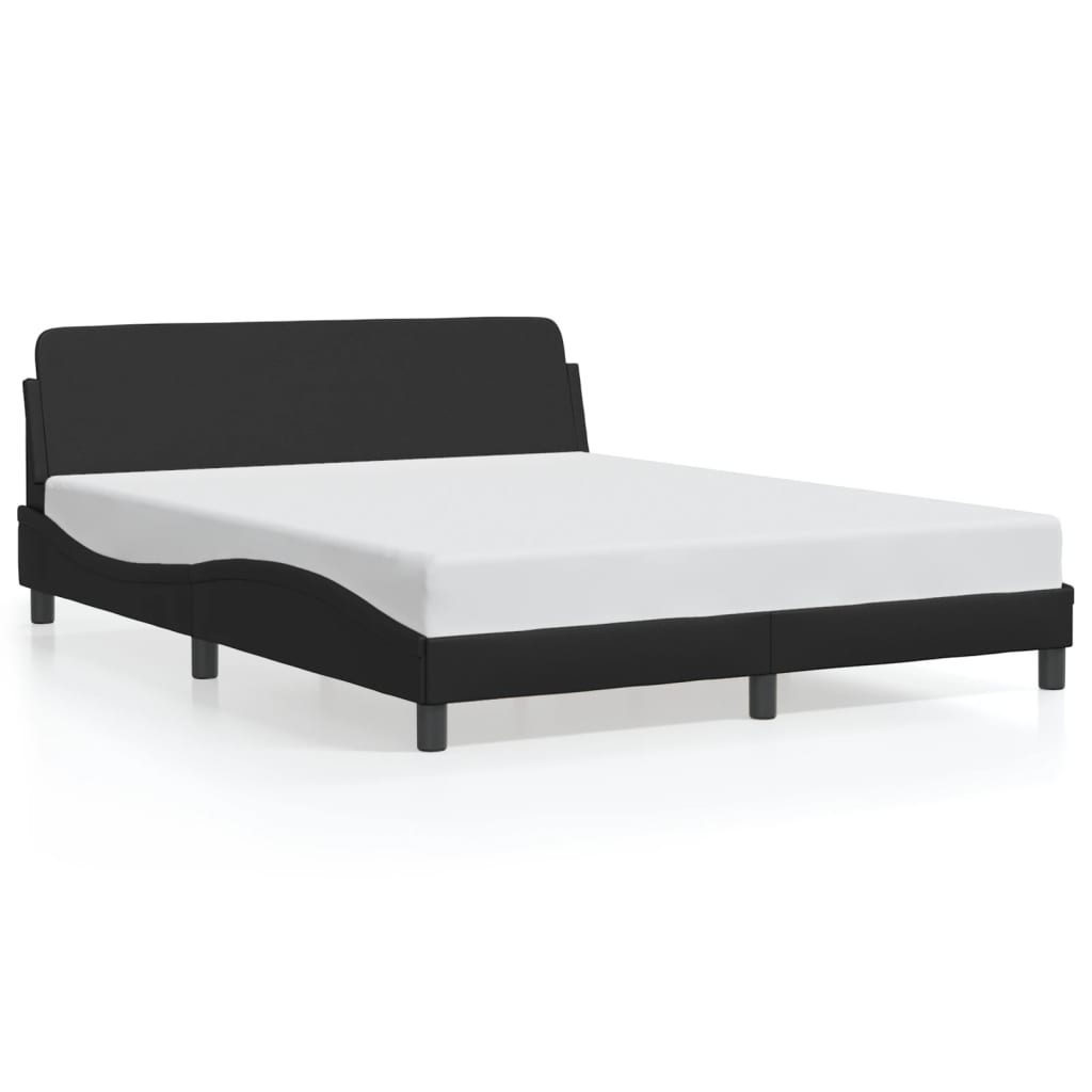 Bed Frame without Mattress Black 152x203 cm Queen Faux Leather