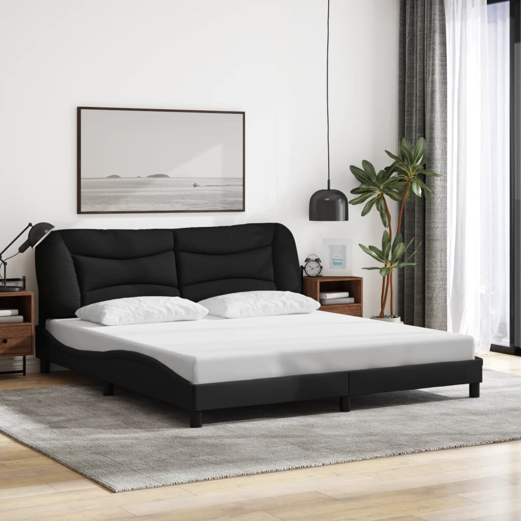 Bed Frame without Mattress Black 183x203 cm King Fabric