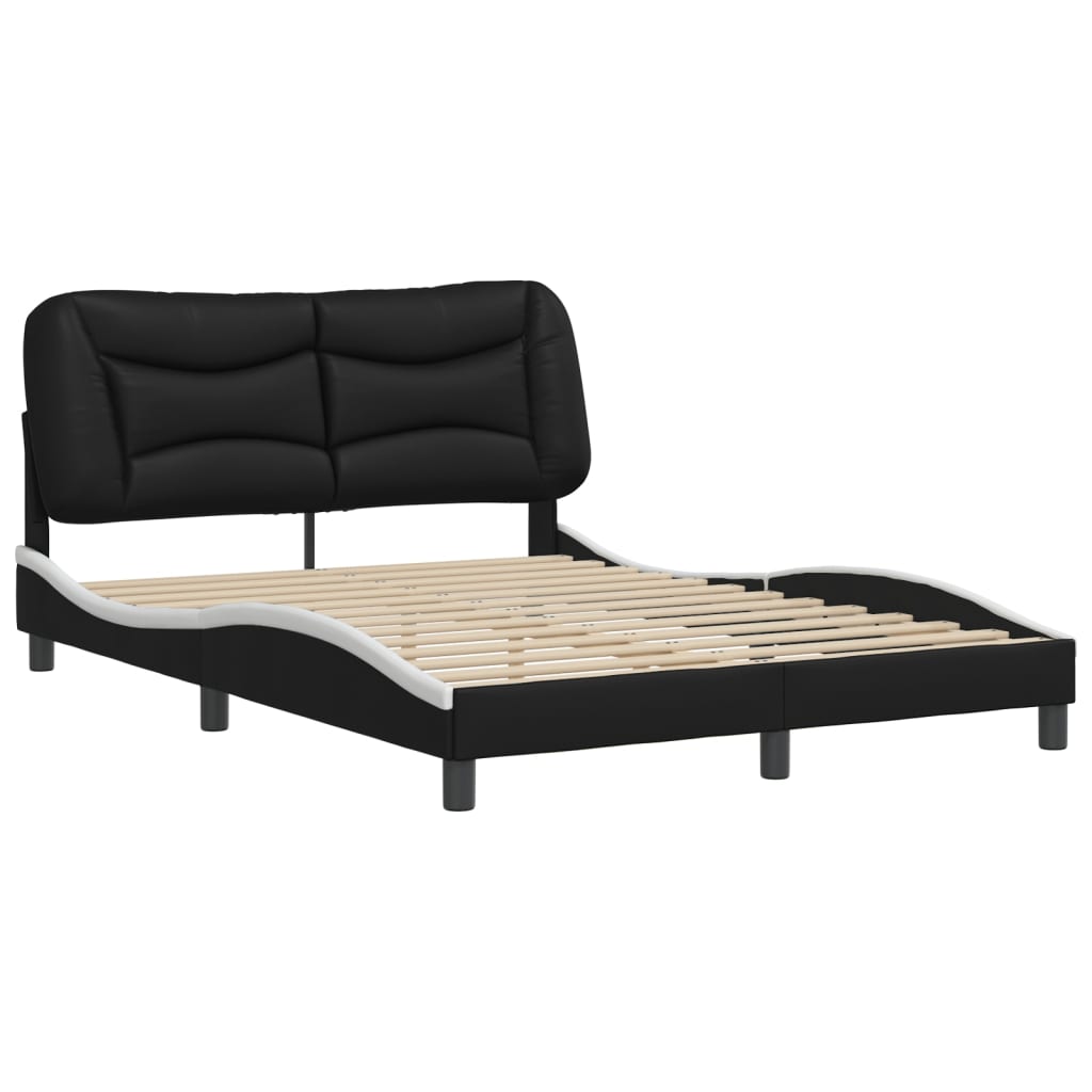 Bed Frame without Mattress Black and White 137x187 cm Double Faux Leather