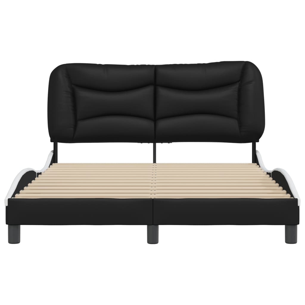 Bed Frame without Mattress Black and White 137x187 cm Double Faux Leather