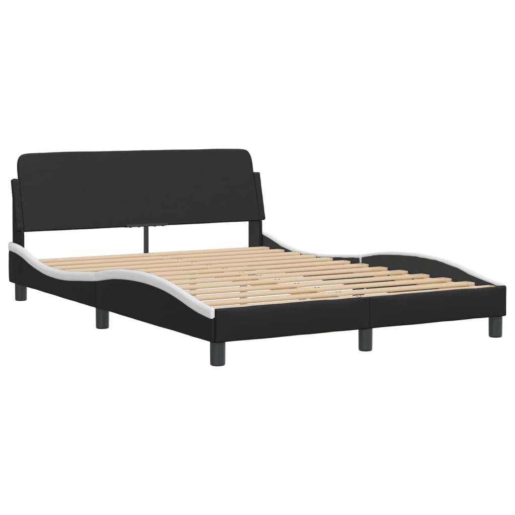 Bed Frame without Mattress Black and White 137x187 cm Double Faux Leather