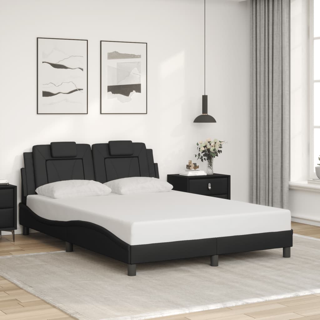 Bed Frame without Mattress Black 137x187 cm Double Faux Leather