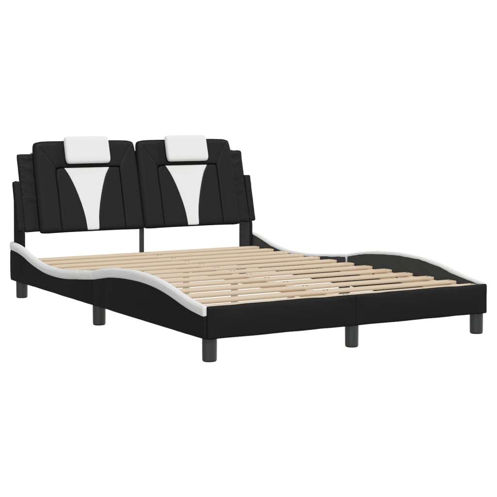 Bed Frame without Mattress Black and White 137x187 cm Double Faux Leather