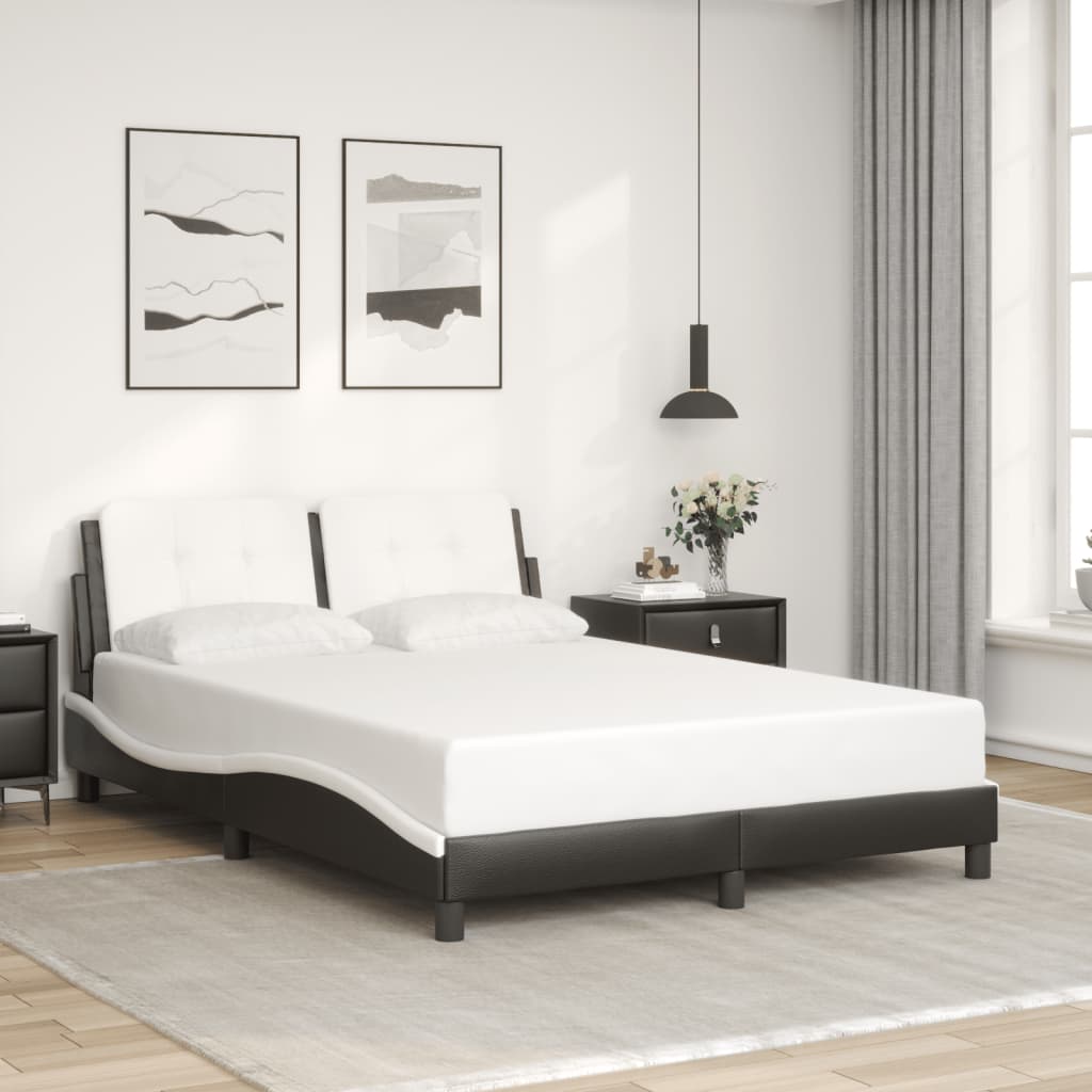 Bed Frame without Mattress Black and White 137x187 cm Double Faux Leather