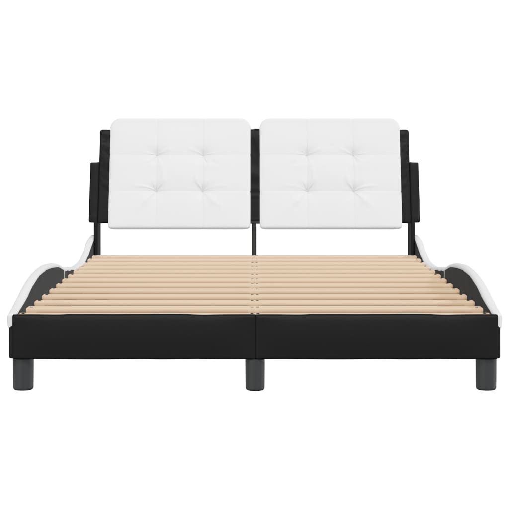 Bed Frame without Mattress Black and White 137x187 cm Double Faux Leather