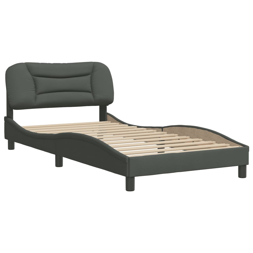 Bed Frame without Mattress Dark Grey 107x203 cm King Single Fabric