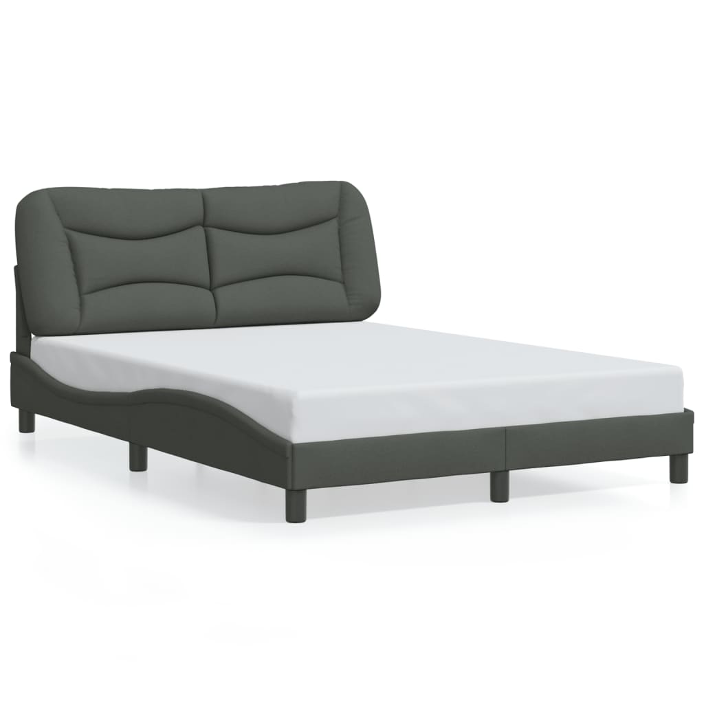 Bed Frame without Mattress Dark Grey 137x187 cm Double Fabric