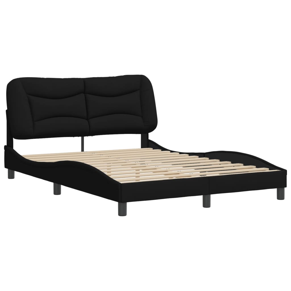 Bed Frame without Mattress Black 137x187 cm Double Fabric