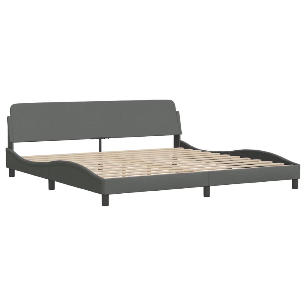 Bed Frame without Mattress Dark Grey 183x203 cm King Fabric