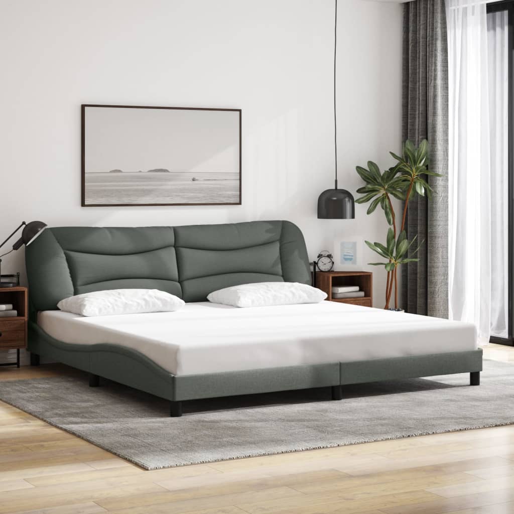 Bed Frame without Mattress Dark Grey 183x203 cm King Fabric