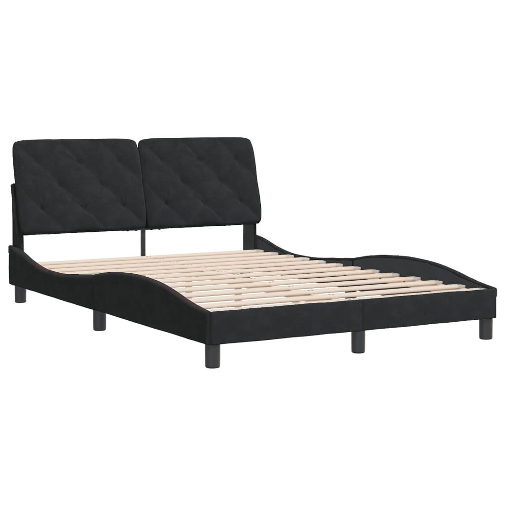 Bed Frame without Mattress Black 137x187 cm Double Velvet