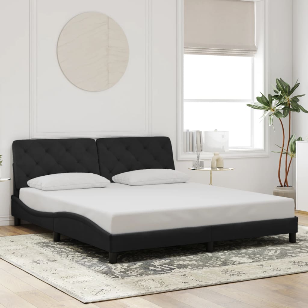 Bed Frame without Mattress Black 183x203 cm King Velvet