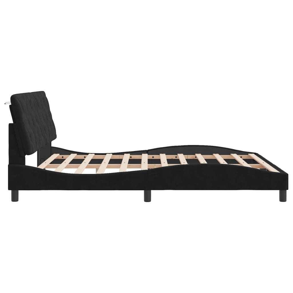 Bed Frame without Mattress Black 183x203 cm King Velvet