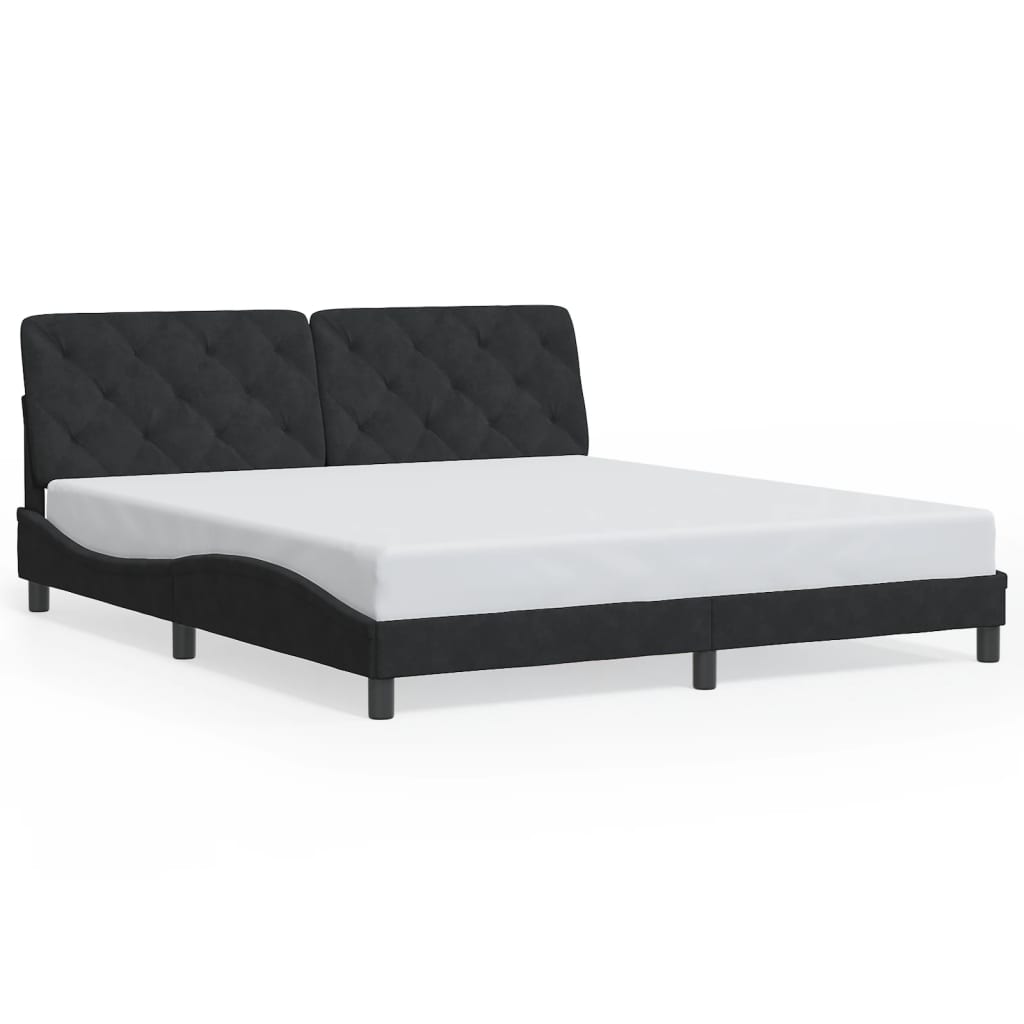 Bed Frame without Mattress Black 183x203 cm King Velvet