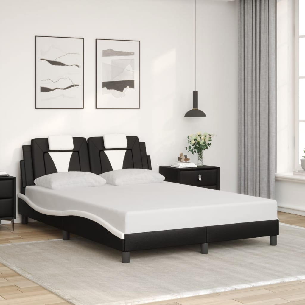 Bed Frame without Mattress Black and White 137x187 cm Double Faux Leather