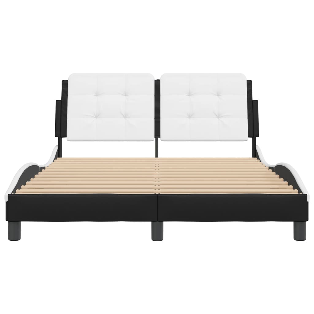 Bed Frame without Mattress Black and White 137x187 cm Double Faux Leather