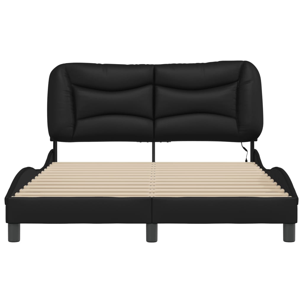 Bed Frame with LED without Mattress Black 137x187 cm Double