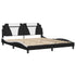 Bed Frame with LED without Mattress Black and White 183x203 cm King