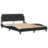 Bed Frame with LED without Mattress Black and White 137x187 cm Double