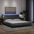 Bed Frame with LED without Mattress Dark Grey 183x203 cm King Fabric