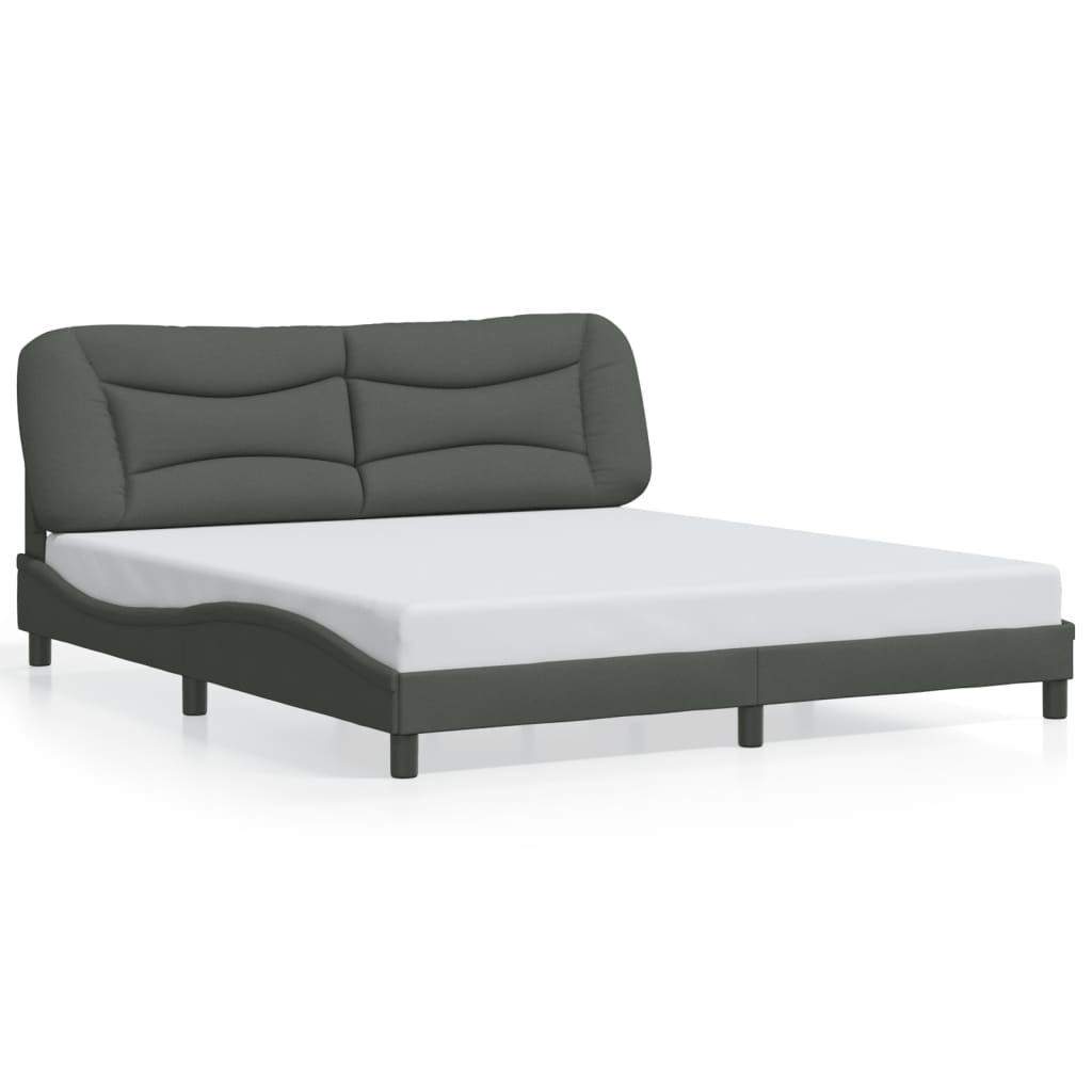 Bed Frame with LED without Mattress Black 183x203 cm King Fabric