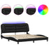 Bed Frame with LED without Mattress Black and White 183x203 cm King