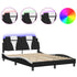 Bed Frame with LED without Mattress Black and White 137x187 cm Double