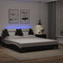 Bed Frame with LED without Mattress Black and White 183x203 cm King