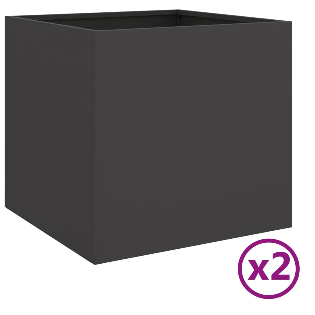 Planters 2 pcs Black 49x47x46 cm Steel