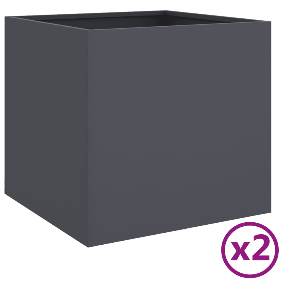 Planters 2 pcs Anthracite 49x47x46 cm Cold-rolled Steel