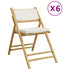 6 Piece Folding Bistro Chairs with Cream White Cushions Bamboo