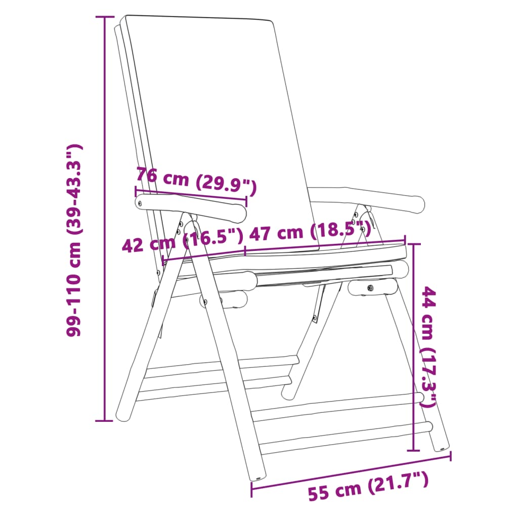 4 Piece Folding Garden Reclining Chairs with Cream White Cushions Bamboo