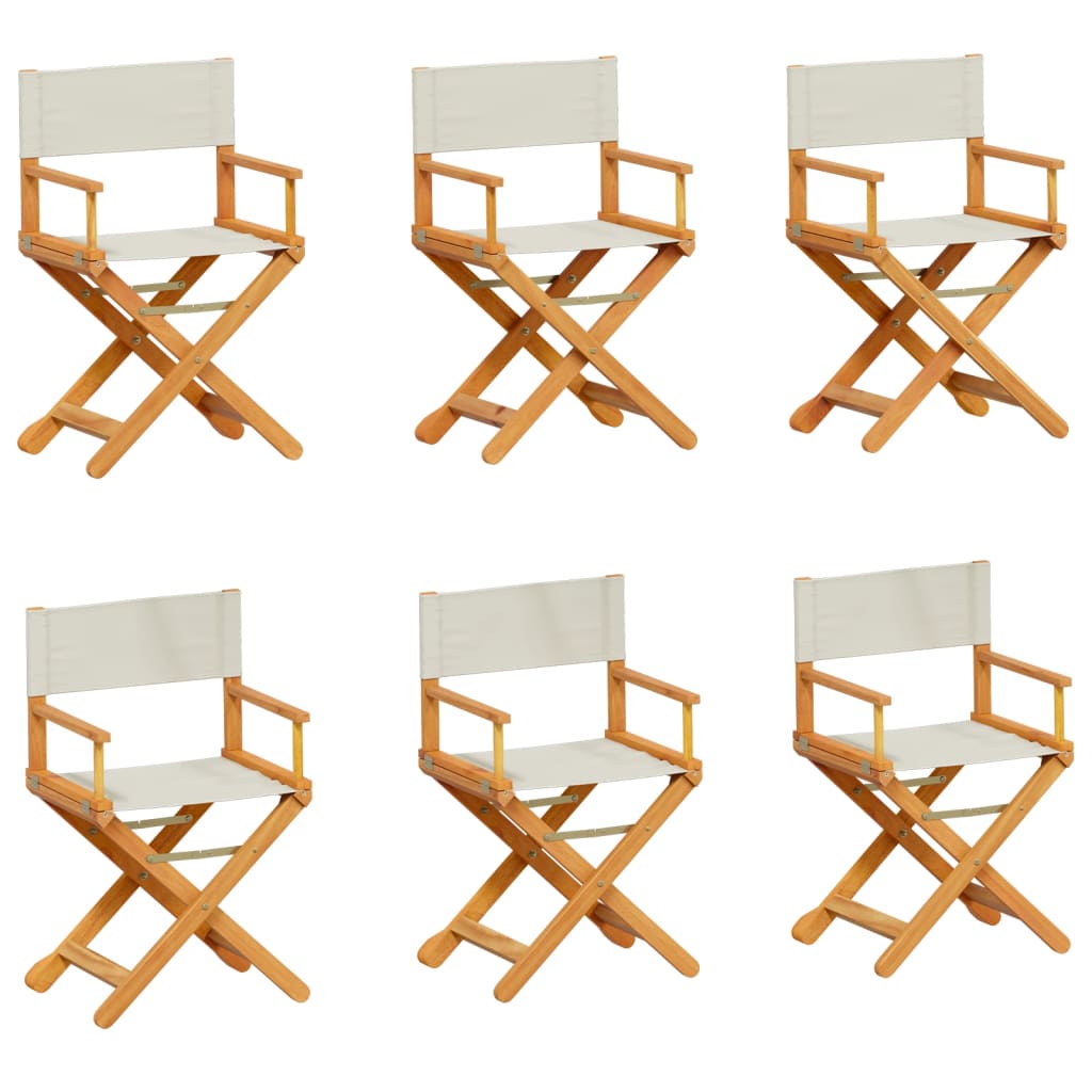 6 pcs Folding Garden Chairs Cream White Fabric