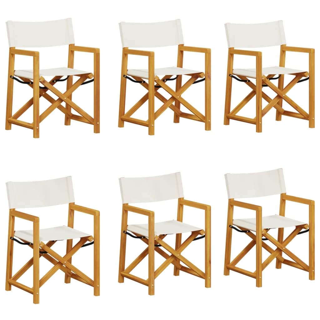 6 pcs Folding Garden Chairs Cream White Fabric